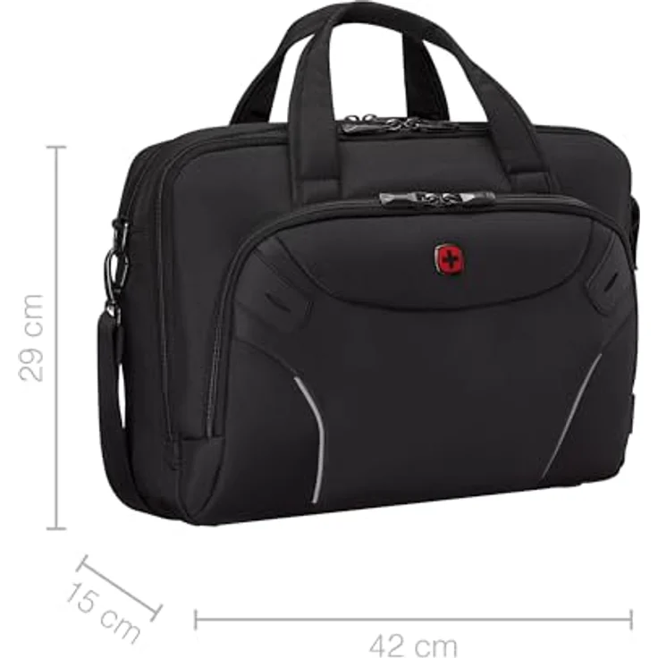 Wenger Cosmic Brief 14-16", Laptop-Tasche aus recycelten PET-Flaschen mit verstellbarem Triple Protect Fach und gepolstertem Tablet-Fach, schwarz – Bild 3