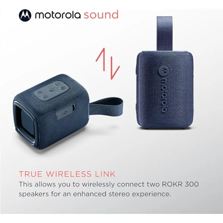 Motorola Sound ROKR 300, tragbarer Bluetooth 5.3 Lautsprecher, IP67 wasserdicht, 7-W- Leistung, 12 Stunden Akkulaufzeit, Blau – Bild 4