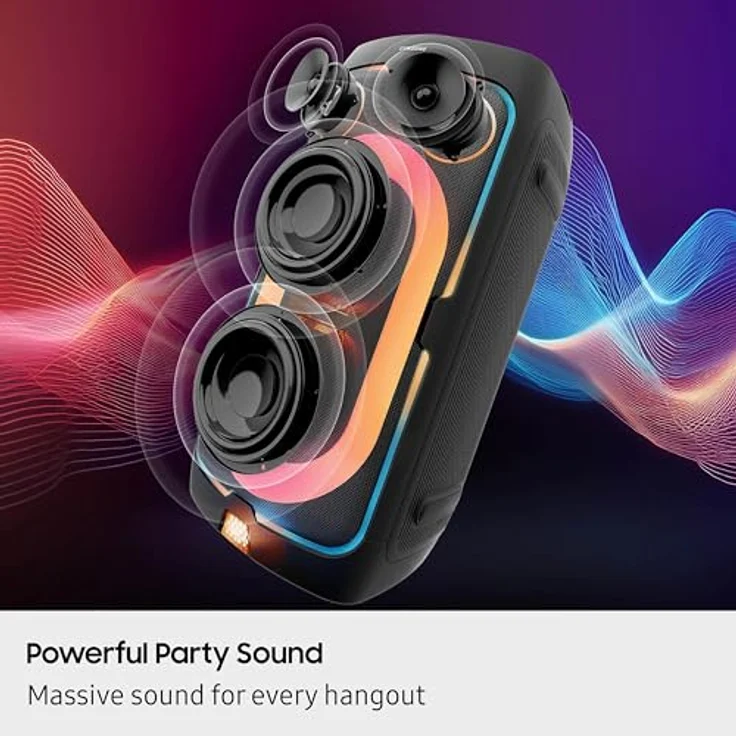 Samsung ST50F Sound Tower Tragbarer Lautsprecher, integrierter Akku, Bluetooth, IPX4 spritzwassergeschützt, bis zu 18 Stunden Akkulaufzeit, direktionaler Sound, 3 Bass-Modi, MX-ST50F/ZA – Bild 3