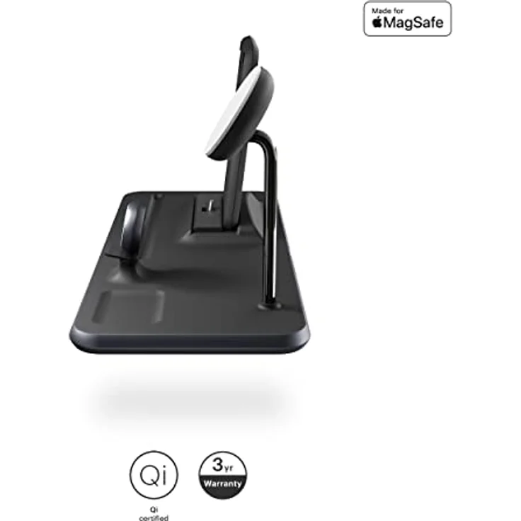 ZENS Aluminium MagSafe Ladestation 4in1 für iPhone, iPad, AirPods, Apple Watch und -Pencil (Qi/Mfi und Made for MagSafe Zertifizierung, 45W Netzteil + Kabel inklusive) Schwarz – Bild 5
