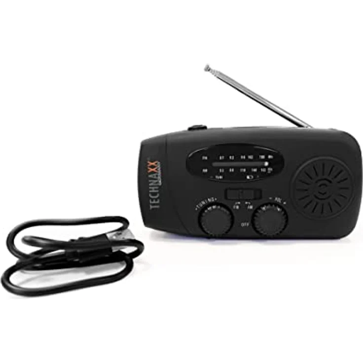 Technaxx Kurbelradio mit Handyladefunktion Solar Radio TX-238 - Tragbares Baustellenradio Notfallradio mit LED-Taschenlampe, USB-A Ausgang zum Laden von Mobilgeräten, Solarpanel,Handschlaufe – Bild 4