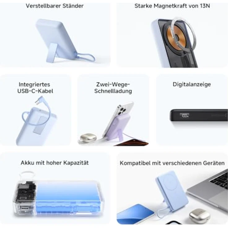 Xiaomi Power Bank BHR08PCGL, Magnetische 10000 mAh Powerbank mit W встроенным Stojakiem, Blau – Bild 2