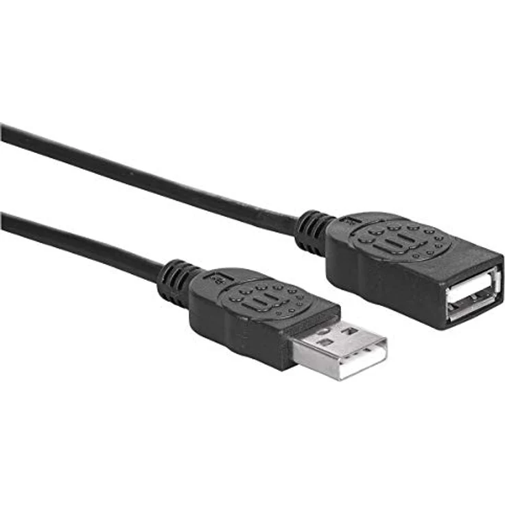 Manhattan Hi-Speed - USB-Verlängerungskabel - USB (M) bis USB (W) - USB 2.0 - 300 V - 0.5 A - 1 m - geformt - Schwarz – Bild 3
