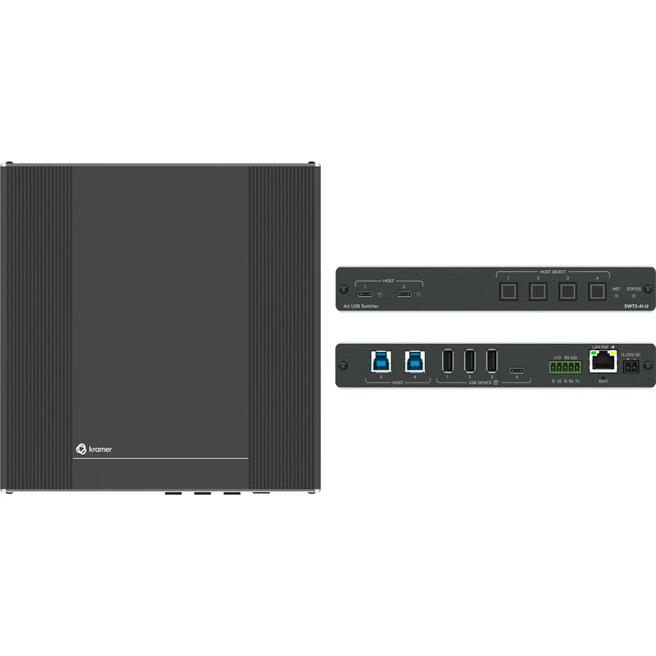 Kramer SWT3-41-U, KVM Switch mit 10 Gbit/s und drei USB-A 3.2 Gen 1 Anschlüssen, Schwarz – Bild 1