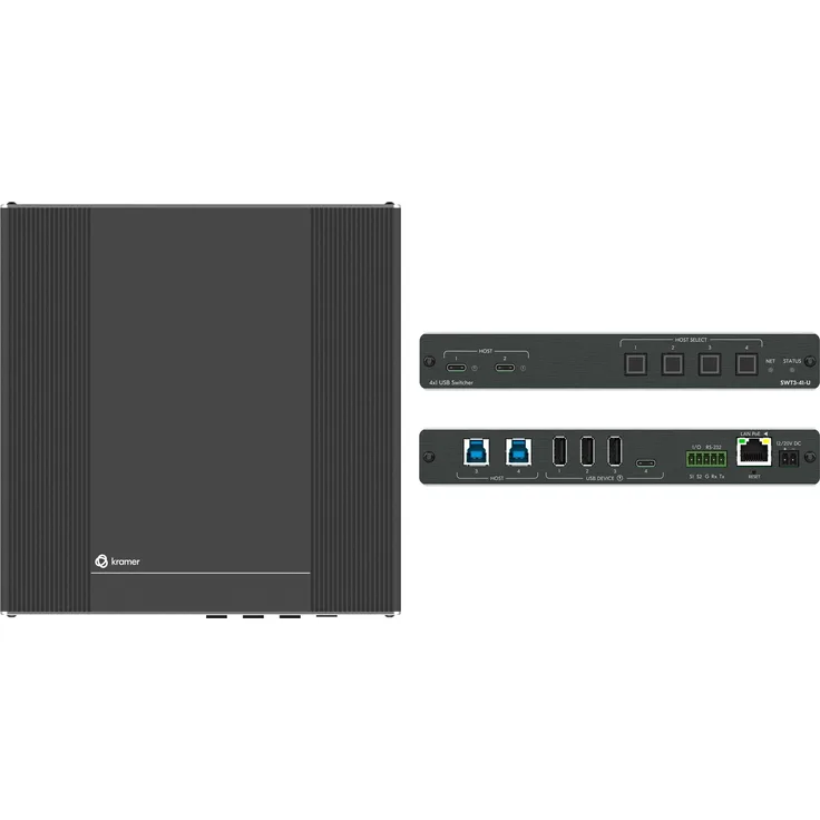 Kramer SWT3-41-U, KVM Switch mit 10 Gbit/s und drei USB-A 3.2 Gen 1 Anschlüssen, Schwarz