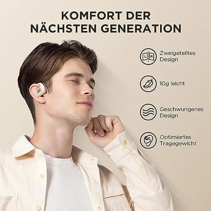1MORE Fit SE S30 Open Ear Kopfhörer, 5.3 Bluetooth Kabellose Headphones mit 4 mikrofon, Earbuds mit Ohrbügeln, 30 Std. Spielzeit, ENC Anruf Noise Cancelling, IPX5, Ohrhörer für Büroarbeit/Sports – Bild 5