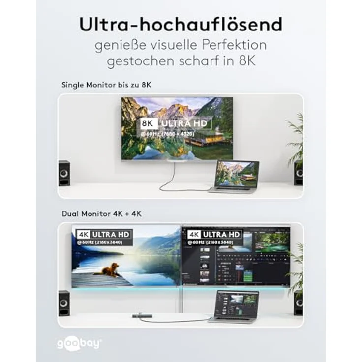 goobay USB-C Kabel 4.0/90° - 1m schwarz, 240W, 40 Gbit/s, Power Delivery, USB-C auf USB-C, ideale Lösung für Smartphone, Laptop und Festplatte, kompatibel mit Thunderbolt-79432 – Bild 5