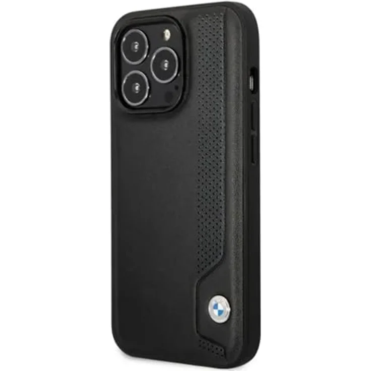 BMW BMHCP14L22RBDK, iPhone 14 Pro 6.1" Handyhülle aus Leder mit blauen Punkten, schwarz/schwarz – Bild 3