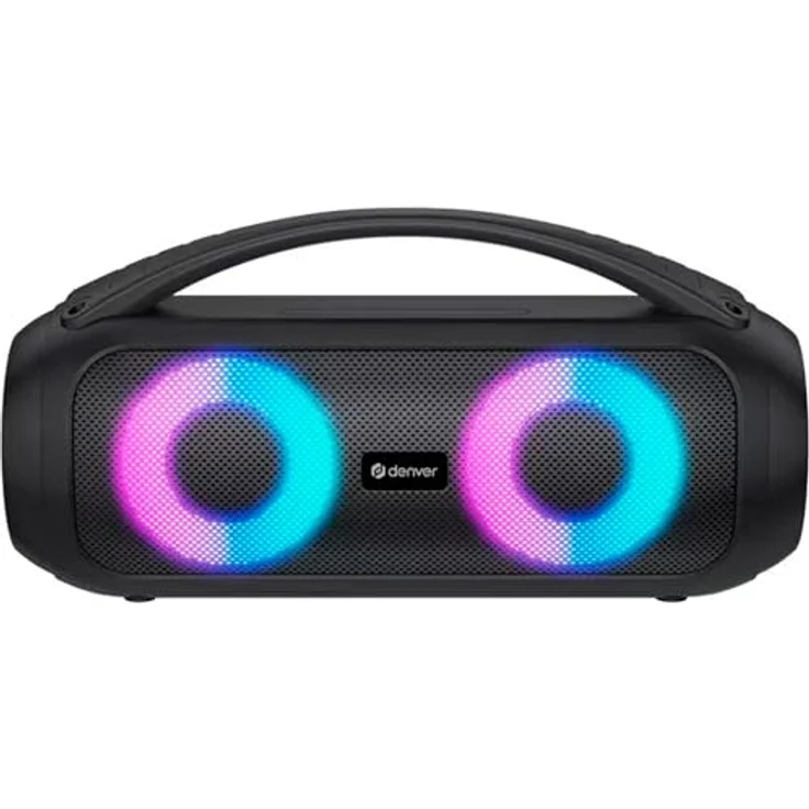 Denver Bluetooth Lautsprecher 2x100W, Wasserdicht, Disco Licht, AUX, USB & MicroSD, 4 Stunden Musikgenuss, Bluetooth 5.0 - Schwarz – Bild 2
