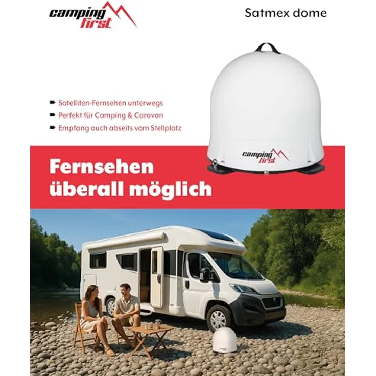 Camping First Satmex Dome, vollautomatische Satellitenantenne für mobilen TV-Empfang, robuste Kunststoffkuppel, selbstjustierend auf Astra 19,2° Ost – Bild 3