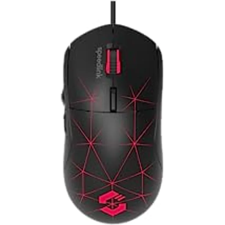 SPEEDLINK CORAX Gaming Maus mit Kabel, mehrfarbige LED-Beleuchtung, USB-Anschluss, 5 programmierbare Tasten PC-Maus kabelgebunden, DPI-Schalter bis 3.200 DPI, ummanteltes Kabel, schwarz