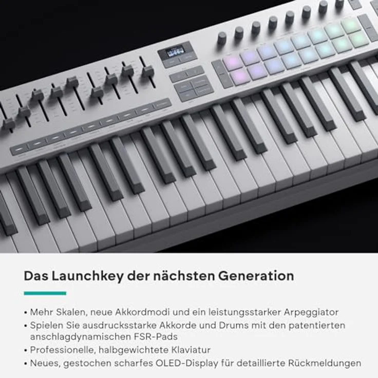 Novation Launchkey 49 White, USB-MIDI-Keyboard-Controller mit 49 halbgewichteten Tasten und DAW-Steuerung – Bild 3