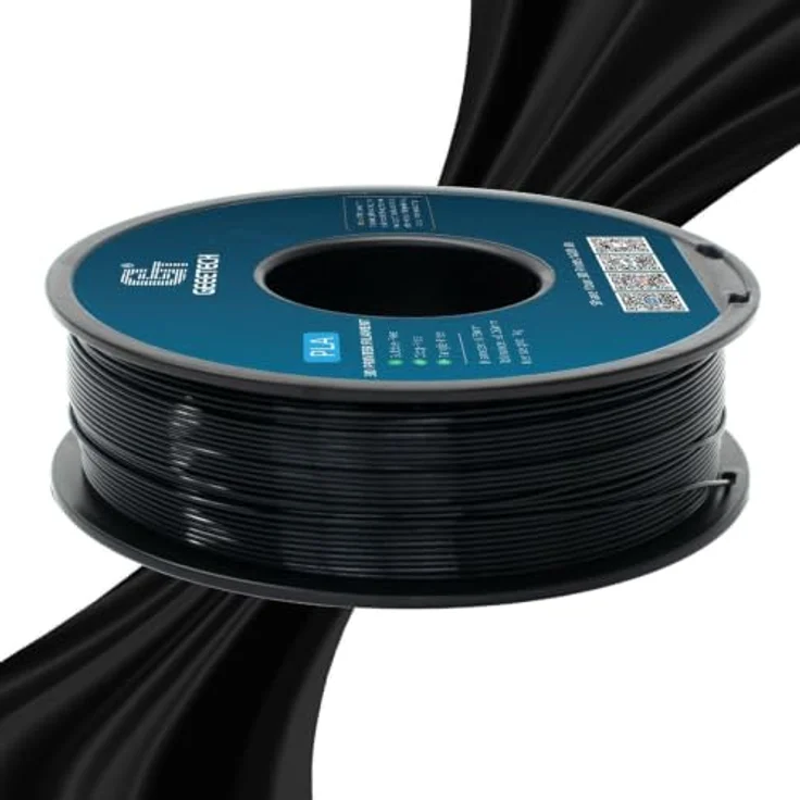 GEEETECH Silk PLA Filament 1.75mm, schwarzes PLA-Filament für 3D-Drucker, 1kg Spule, hohe Präzision, verzugsfrei, silberner Glanz – Bild 2