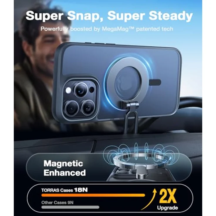 TORRAS Magnetisch Stoßfest für 16 Pro Max Hülle, [Kompatibel mit MagSafe] [Falltest in Militärqualität] Durchscheinende Schlanke Schutzhülle für 16 Pro Max Anti-Fingerabdruck Anti-Kratzen, Schwarz – Bild 3
