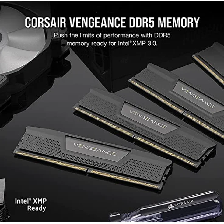 Corsair VENGEANCE DDR5 RAM 32GB (2x16GB) 6400MHz CL32 Intel XMP iCUE Kompatibel Computer Speicher - Schwarz (CMK32GX5M2B6400C32) – Bild 2