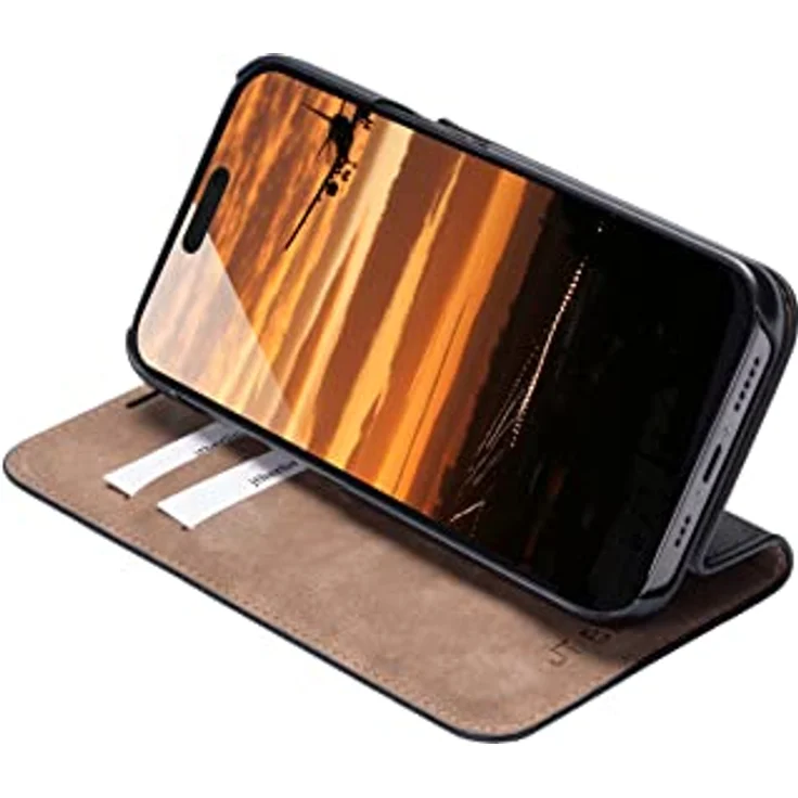 JT Berlin Echtleder BookCase Tegel | Apple iPhone 15 Pro | schwarz | 11002 – Bild 5