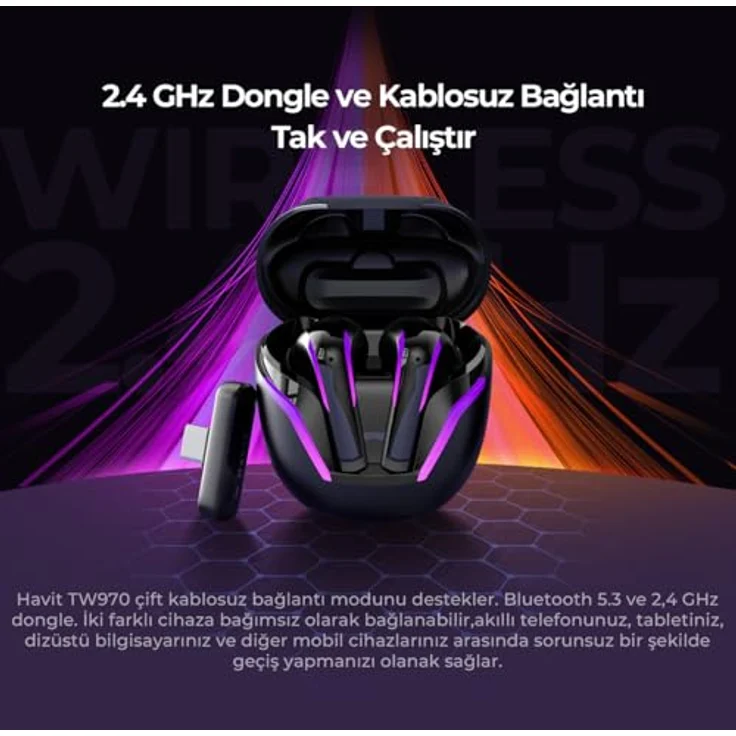 Havit TW970, Kabellose Kopfhörer mit Bluetooth 5.3, 6 Stunden Spielzeit, Schwarz – Bild 8