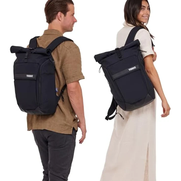 Thule Paramount Laptop-Rucksack 27L, schwarz, für Laptops bis 17 Zoll, wasserabweisend mit Rolltop-Verschluss und organisierten Fächern – Bild 10