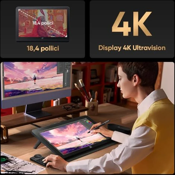 XP-PEN Artist Pro 19 (Gen 2) 4K Grafikdisplay, 156% sRGB Zeichnentablett, 18,4-Zoll-Bildschirm mit 16K Druckenstufen Stiften, Ultra-HD-Bildschirm – Bild 2