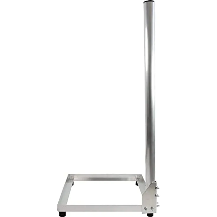 SkyRevolt Balkonständer Aluminium, 50x50 cm mit 1 m Mast Ø 50 mm, stabile Flachdach-Halterung für SAT-Installation