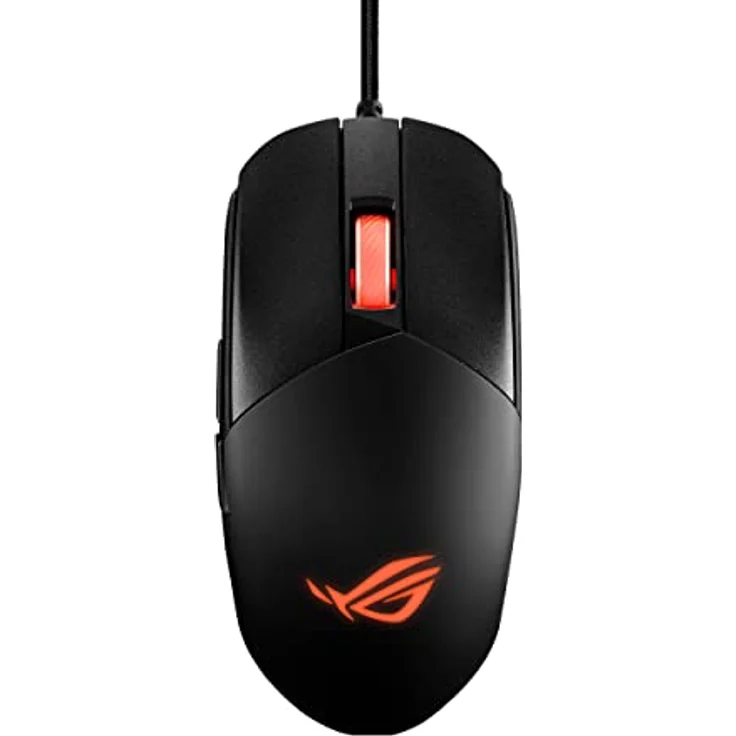 ASUS ROG Strix Impact III - Beidhändige Gaming-Maus, leicht, 12000 DPI, 5 programmierbare Tasten, austauschbare Schalter, Paracord-Kabel, Gaming-Maus für FPS, Schwarz – Bild 1