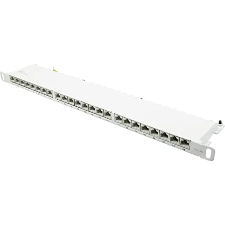 Patchpanel/Patchfeld - 19" - Servermontage/Rackeinbau - Cat. 6A, 500 MHz - 10-GIGABIT-fähig - 24-Port - 0,5 HE - STP geschirmt - werkzeugloses Öffnen - Reinweiß (RAL9010)