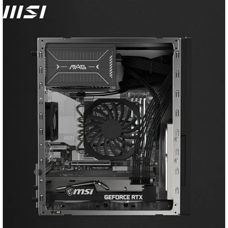 MSI PRO SHIELD M100P, Midi-Tower PC-Gehäuse mit mattschwarzer Oberfläche, 1 vorinstallierter Lüfter, geeignet für Micro-ATX-Motherboards – Bild 7