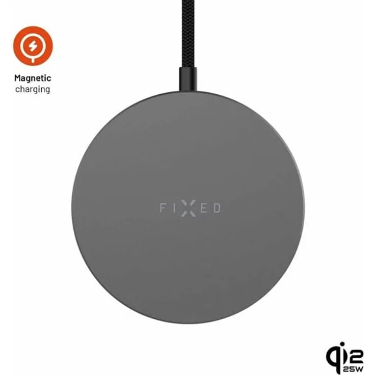 FIXED MagPad Slim Qi2.2 25W Wireless Charger, magnetisches Laden mit USB-C, Aluminiumrahmen, Space Grey