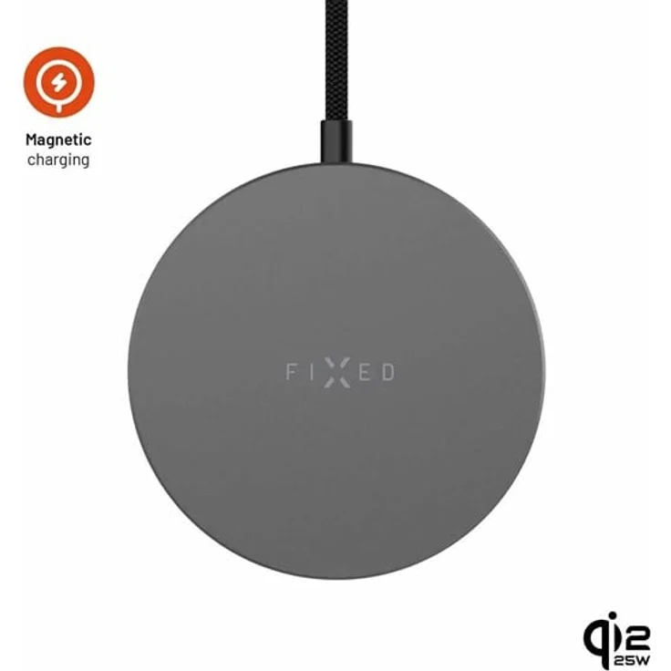 FIXED MagPad Slim Qi2.2 25W Wireless Charger, magnetisches Laden mit USB-C, Aluminiumrahmen, Space Grey