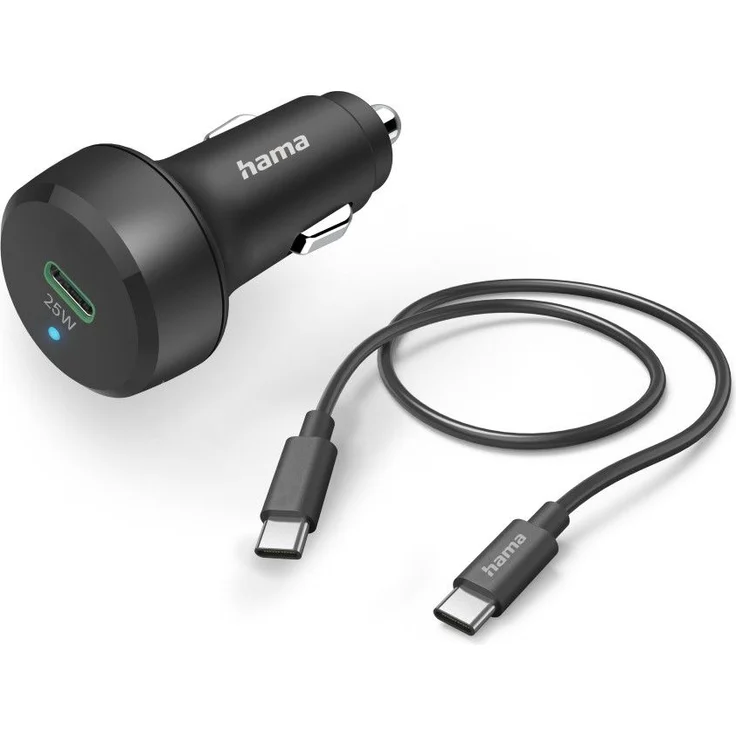Hama Kfz-Ladeset USB-C, 25 Watt, Schwarz – Bild 1