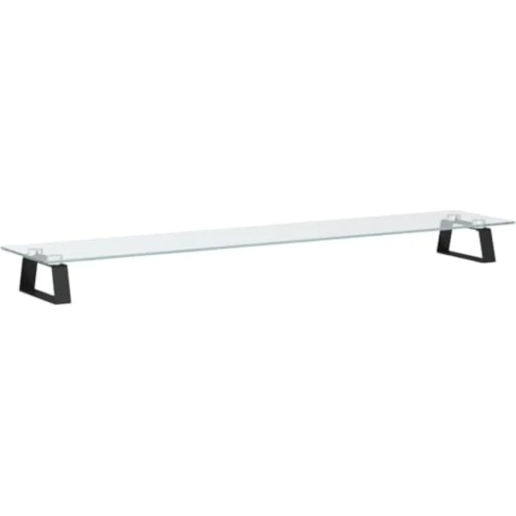 vidaXL Monitorständer, 100x20x8 cm, Schwarz, Hartglas und Metall, ergonomisches Design mit zusätzlichem Stauraum – Bild 1