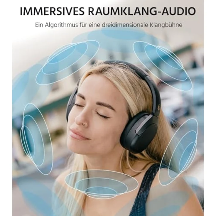 Edifier W830NB Wireless Over Ear Kopfhörer mit -45dB ANC, 94Std. AKKU, LDAC Hi-Res Sound, Spatial Audio, Schnellladung, Bluetooth V5.4 - Schwarz – Bild 4