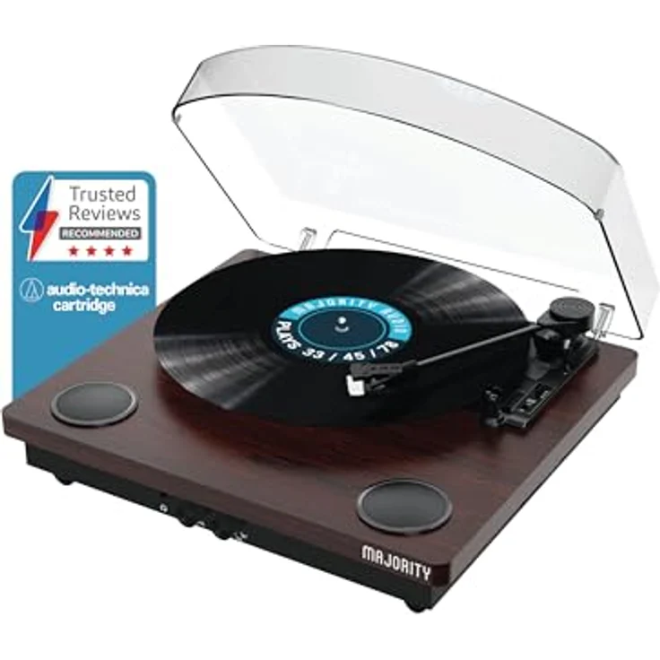 MAJORITY Moto Plattenspieler mit Bluetooth | Vinyl USB-Aufnahme | Retro Design | Slipmat, Schwarz – Bild 1