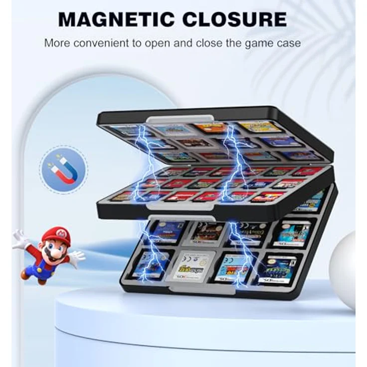 MoKo 60 Slots Spiel Aufbewahrungsbox, kompatibel mit Switch 2/Switch OLED/3DS/3DSXL, 60 Game Card Slots, 24 3DS Karten, 36 SD Karten, Schwarz – Bild 3