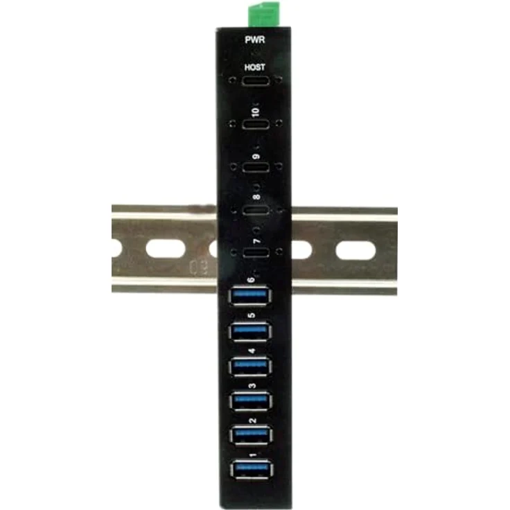 Exsys EX-12290HMS 10 Port USB 3.2 Gen 2x1 Metall HUB mit 4X USB-C und 6X USB-A 3.2 Gen 1 Ports, für Tisch, Wand und DIN-Rail Montage, 15KV ESD Überspannungsschutz, bis zu 2,4A pro Port, Metall-Gehäuse – Bild 4
