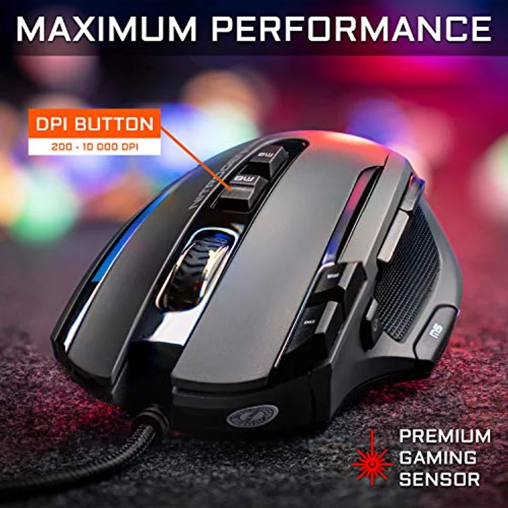 THE G-LAB Kult NITROGEN CORE Hochleistungs-Kabel-Gaming-Maus - Avago 10.000 DPI-Optischsensor, RGB, Anpassbares Gewicht, 11 Extrem Programmierbare Tasten, Ultraleicht – Kompatibel mit PC/PS5/Xbox One – Bild 2