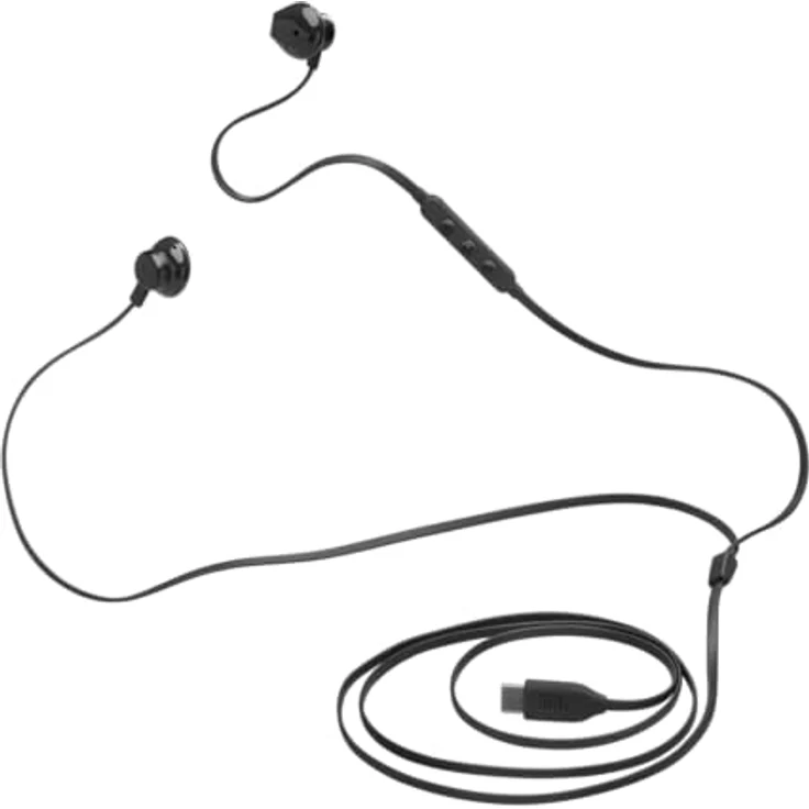 JBL Tune 305C Hi-Res Wired Earbuds with Microphone and USB-C, Flat Tangle-Free Cable, 3-Button Remote, EQ Presets Control and Volume Adjustment, in Black – Bild 3
