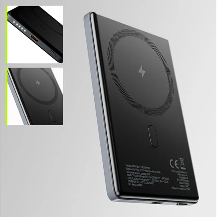 FOREVER Allity Powerbank Wireless APB-300 PD QC 20W 5000 mAh Grau Magnetisch – Bild 8