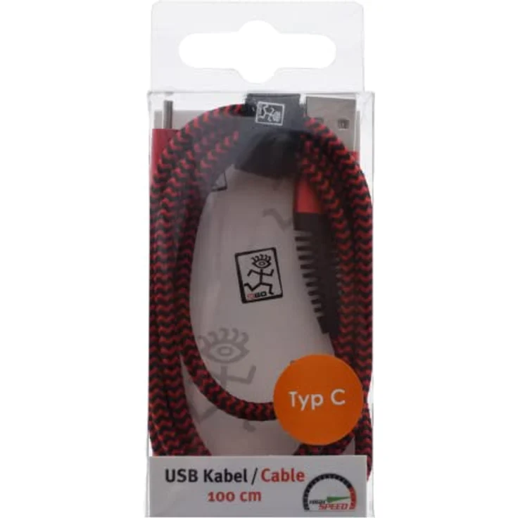 2GO USB Lade-/Datenkabel USB Type-C 3.1, 1m Nylon, rot – Bild 2
