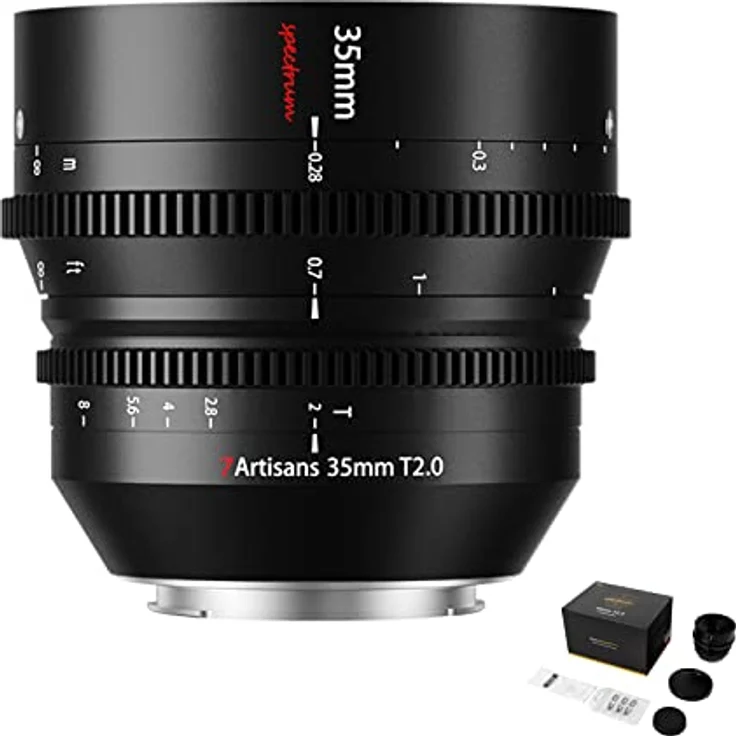 7artisans 35 mm T2.0 Cine Objektiv, Vollrahmen mit großer Blende für Sony E-Mount, 9 Elemente für hochwertiges Bokeh, manueller Fokus bis 27,9 cm – Bild 1