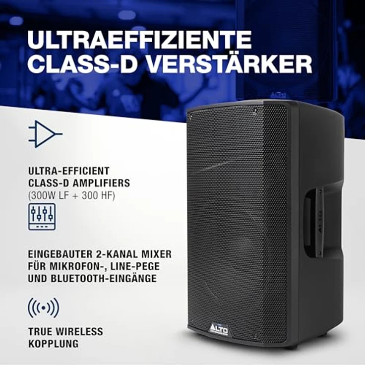 Sonstige Studios Alto TX412B, Aktiver PA Lautsprecher mit 600 Watt, bis zu 10 Stunden Akkulaufzeit, Schwarz – Bild 3