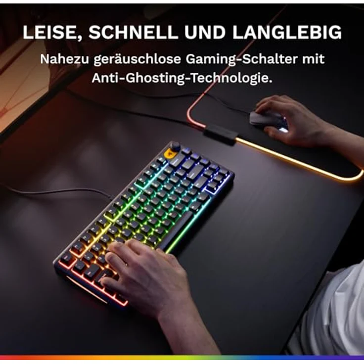 Glorious PC Gaming Race GMBK 75% RGB-Gaming-Tastatur, Kabelgebunden, Schwarz, IP57 wasserdicht, austauschbare Tastenkappen – Bild 5