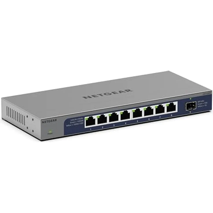 Netgear 8-Port 1G/10G Gigabit Ethernet Unmanaged Switch (GS108X) - Mit 1 x 10G SFP+, Desktop- oder Rack-Befestigung, leiser Betrieb und eingeschränkte Garantie über die gesamte Nutzungsdauer – Bild 1