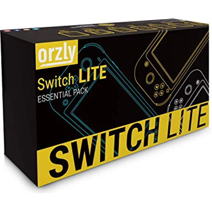 Orzly Switch Lite Accesoires, Zubehör für Nintendo Switch Lite (2019) Panzerglas Schutzfolien, USB Ladekabel, Konsole Tragetasche, Spiele Patronenhülse, Comfort Grip Case, Kopfhörer - Gelb - Preisvergleich – Bild 2