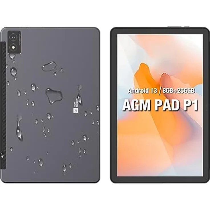 AGM PAD P1 Tablet 10,36 Zoll Android 13 Wasserdichtes Tablet, 8GB+ 256GB, 2K FHD IPS-Bildschirm, MTK G99, Dual Box 1224 Lautsprecher, 7000 mAh Akku, Dual SIM 4G Tablet, mit Schutzhülle, 5G WiFi