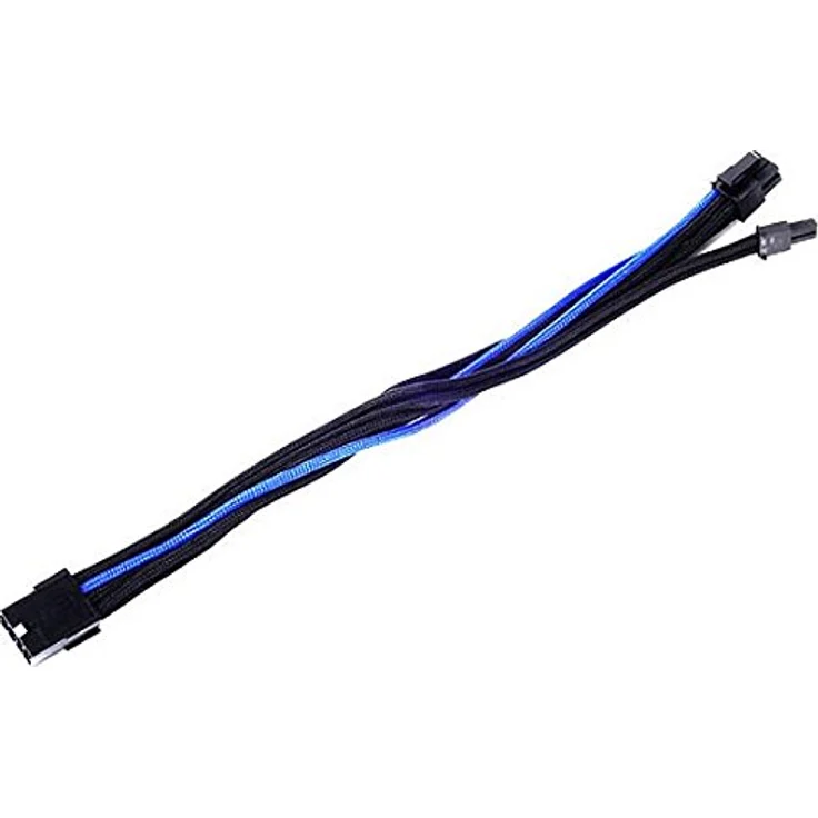 SilverStone SST-PP07-PCIBA - Netzteil-Verlängerungskabel 25cm 8pin auf PCI-E 6+2pin, schwarz-blau – Bild 3