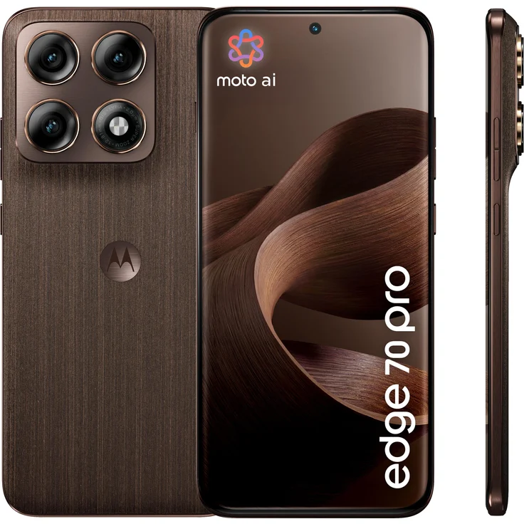 Motorola Edge 70 Pro (256 GB, PANTONE Chicory Coffee, Wood colour, 6.78", Dual SIM, 5G), Smartphone, Braun – Bild 1