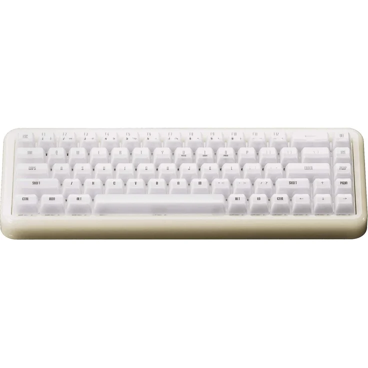 Akko YU01 White Jade Gaming-Tastatur, RGB - 65%, V3 Piano Pro Switches, Multimodus-Verbindung (Kabelgebunden, Kabellos), Transparent