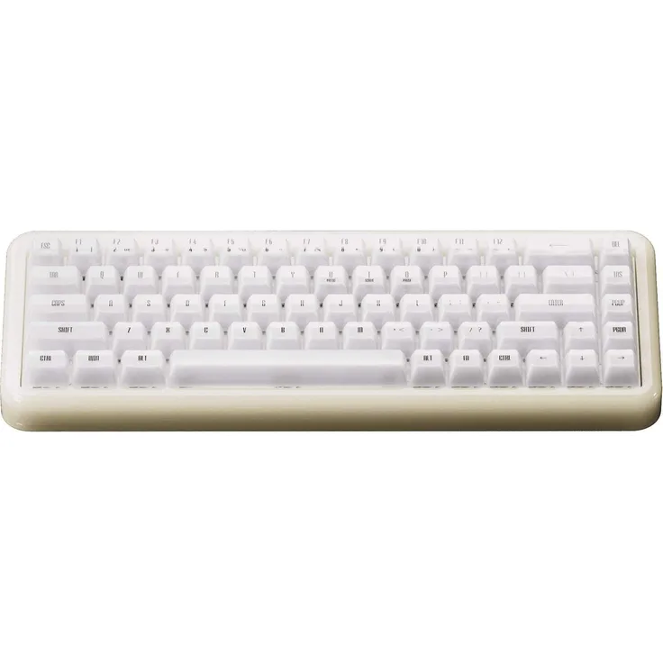 Akko YU01 White Jade Gaming-Tastatur, RGB - 65%, V3 Piano Pro Switches, Multimodus-Verbindung (Kabelgebunden, Kabellos), Transparent
