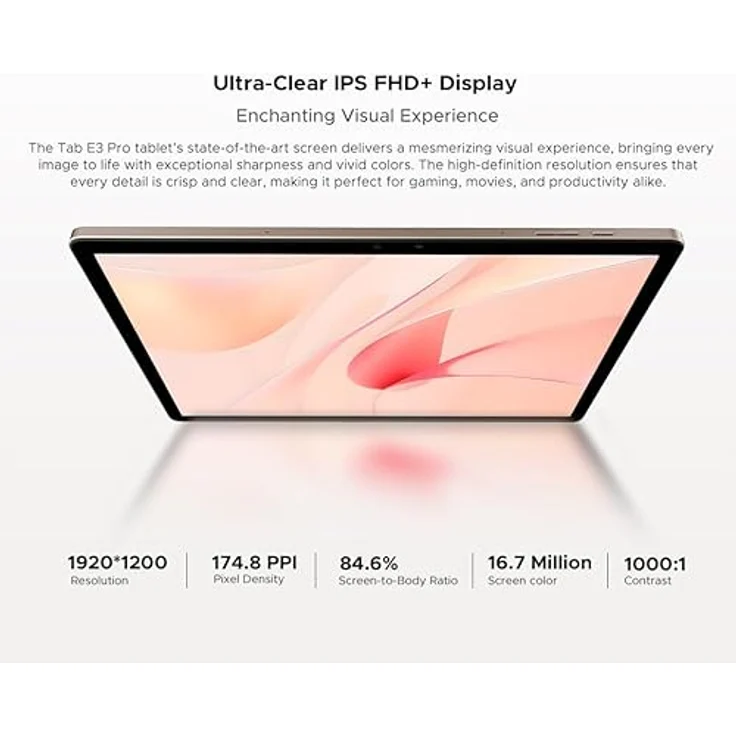 DOOGEE Tab E3 Pro, 13 Zoll FHD+ Tablet mit 90 Hz Display, 32 GB RAM + 256 GB erweiterbar, 11000 mAh Akku mit 18 W Schnellladung, Dual-Kamera 13 MP + 8 MP, Wolkengrau – Bild 2